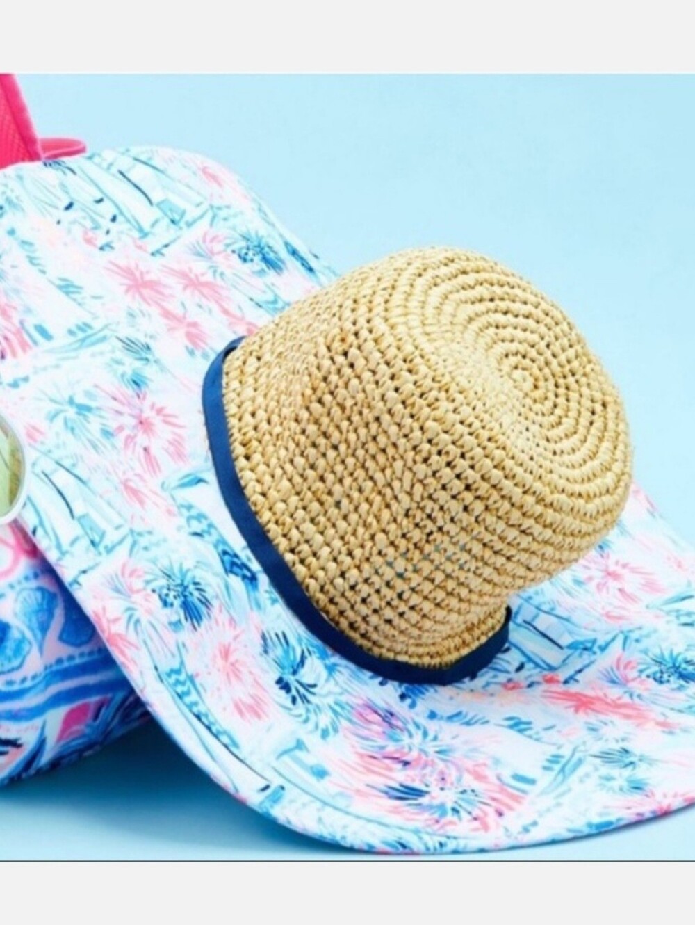 NWT LILLY PULITZER "Sea to Shining Sea" Floppy Straw Hat